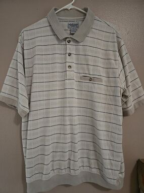 Vintage Windham Pointe XL Men’s Cream Striped Polo Shirt